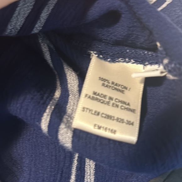 Cloth & Stone Blue White Striped Button Down S - Picture 6 of 6